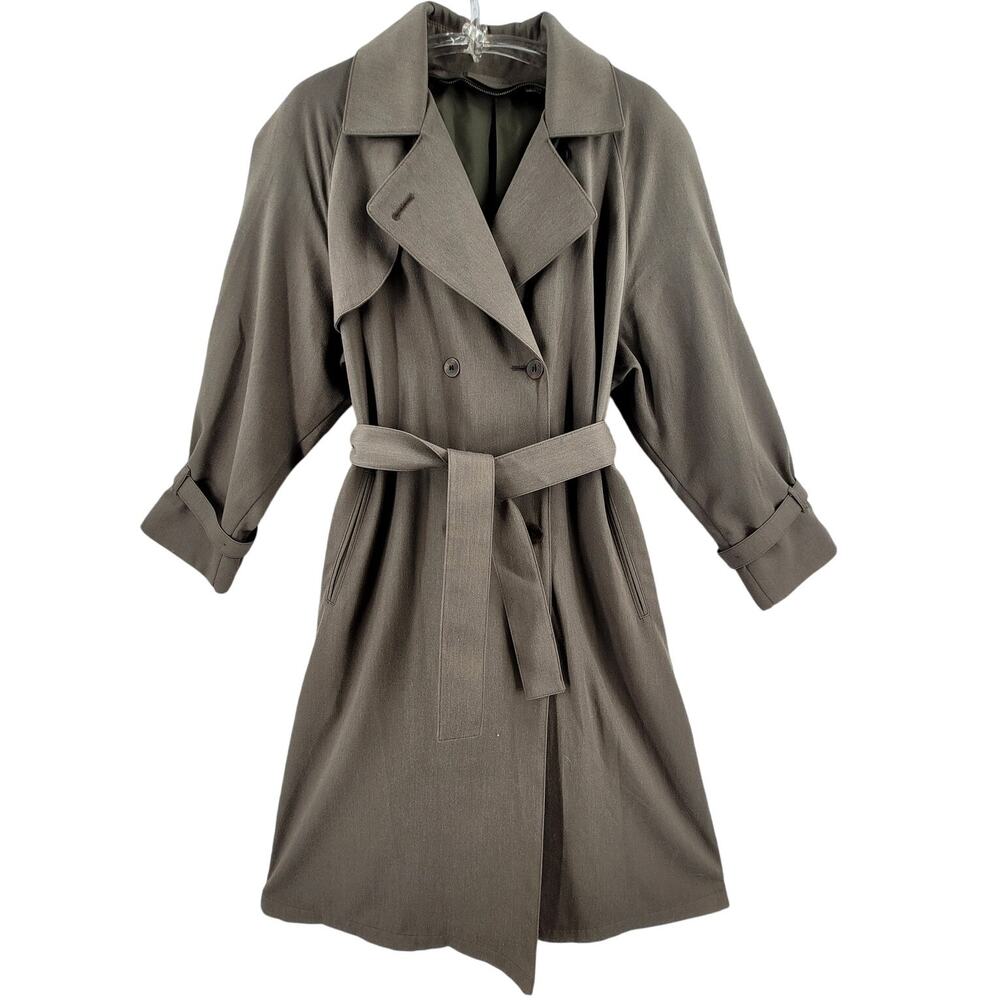 Retro London Fog Khaki Trench Coat Belted Womens‎ Coat Militarycore Iconic Style